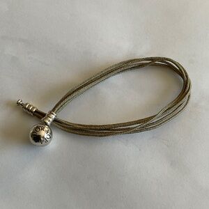 Pandora Silver Charm Bracelet with Brown Cord